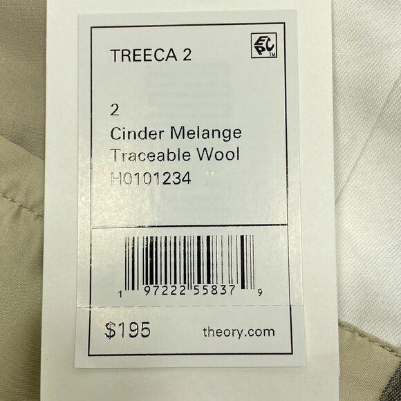 Theory Women's Treeca Good Wool Pants Size 2 Cinder Melange – Slim Straight Fit - Picture 9 of 9